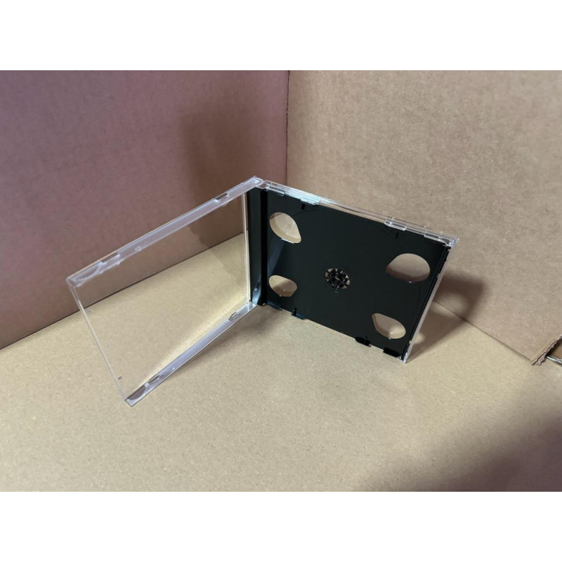 Boîtier CD cristal pour 2 disques, 10,4 mm, plateau noir