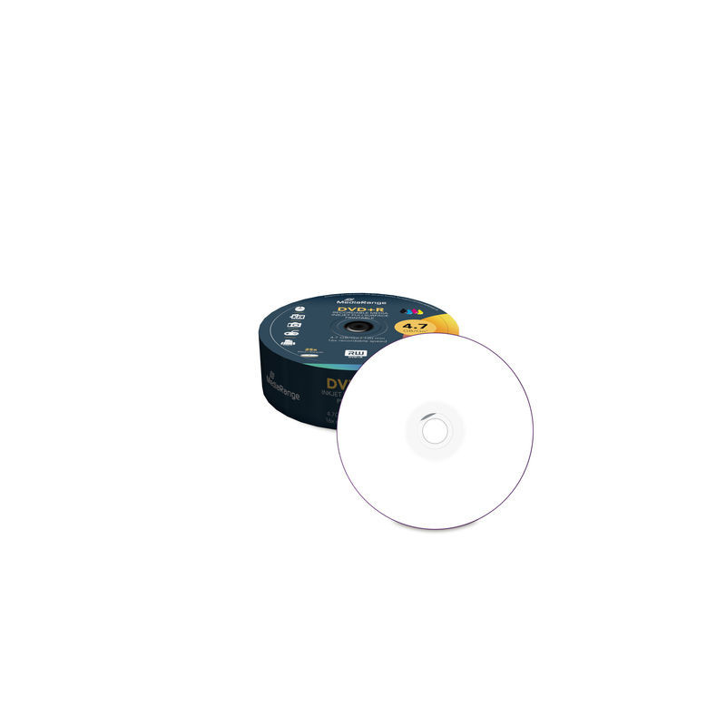 DVD+R 16x MediaRange Imprimible superficie completa tarrina 25 uds.