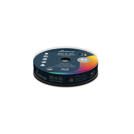 MediaRange BD-R Doppio strato 50GB 6x, stampabile inkjet su tutta la superficie, campana 10