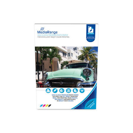 MediaRange Carta fotografica DIN A4 per stampanti inkjet, extra lucida, 180g, 50 fogli