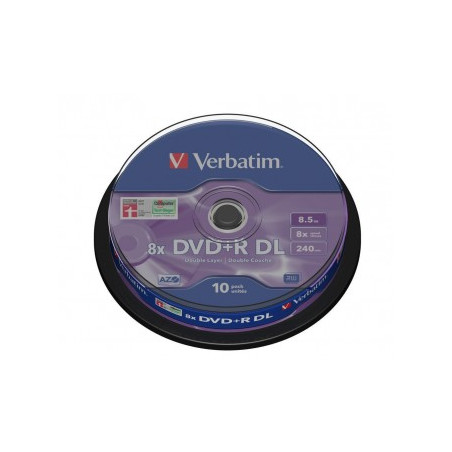 Verbatim DVD+R DOUBLE LAYER 8.5GB 8X MATT SILVER SURFACE Cake 10