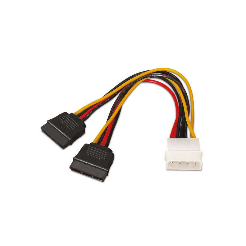 Câble d'alimentation SATA - Molex 4pin/M-2xSATA Femelle - 20cm - 100% Cuivre - Couleur Noir