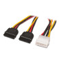 Cable SATA Alimentacion - Molex 4pin/M-2xSATA Hembra - 20cm - 100% Cobre