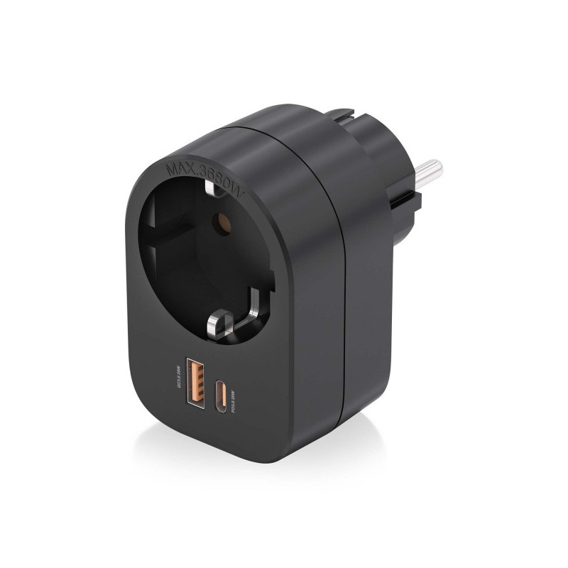 Regleta de Pared Multifuncion con 1 Toma + 1xUSB-C 20W PD3.0 - 1xUSB-A 20W QC3.0 Regleta de Pared Multifuncion con 1 Toma + 1xUSB-C 20W PD3.0 - 1xUSB-A 20W QC3.0