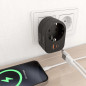 Multiprise murale multifonction avec 1 prise + 1xUSB-C 20W PD3.0 - 1xUSB-A 20W QC3.0