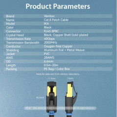 Vention Cat.8 SFTP RJ45 network cable, 0.5 m | DVDi.fr