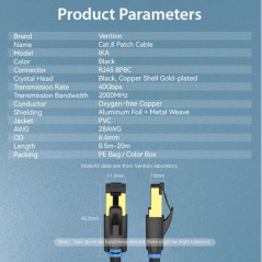 Vention SFTP Network Cable RJ45 Cat.8 - 1 m