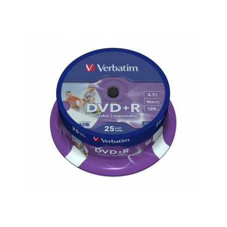 Verbatim DVD+R AZO 4.7GB 16X WIDE PRINTABLE SURFACE Cake 25