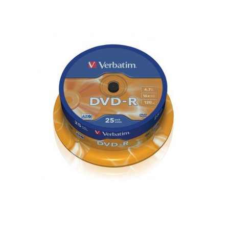 Verbatim DVD-R AZO 4.7GB 16X MATT SILVER SURFACE Cake 25