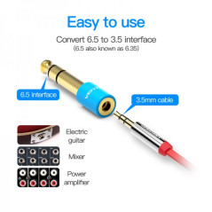 6.5 mm male to 3.5 mm female jack adapter, blue | DVDi.fr