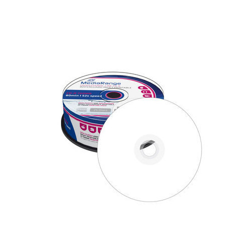 CD-R 700MB 80min 52x, inkjet ff printable, Waterguard white, high-glossy, waterproof, wide sputtered, Cake 25