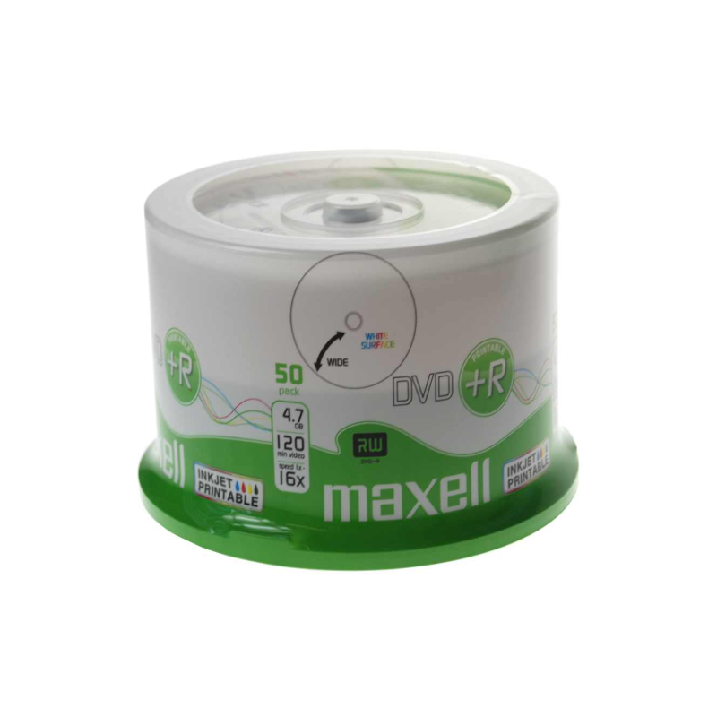 Maxell DVD+R 4.7, Inkjet white, Pack 50