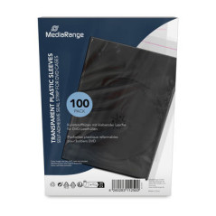 MediaRange clear plastic sleeves for 14mm DVD cases, Pack 100