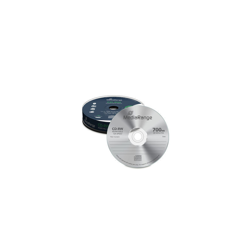 MediaRange CD-RW 700 Mo 80 min 12x, Réinscriptible, spindle 10