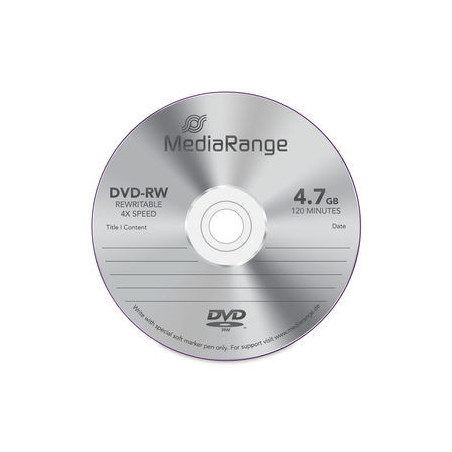 MediaRange DVD-RW 4,7GB 120min 4x, Regrabable, tarrina 10