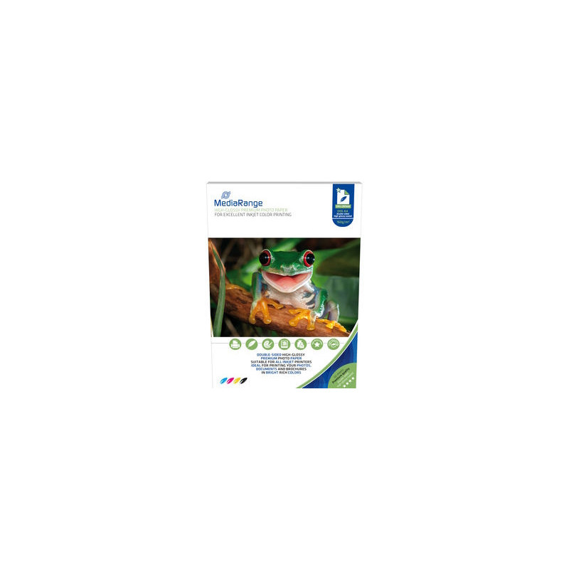 MediaRange Papel fotográfico DIN A4 para impresoras de inyección, brillante por las 2 caras, 160g, 50 hojas