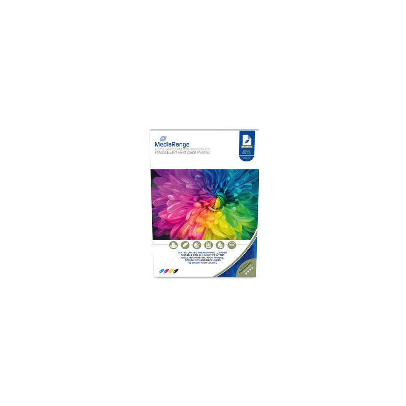 MediaRange Carta fotografica DIN A4 inkjet opaca 130g pack 100 fogli