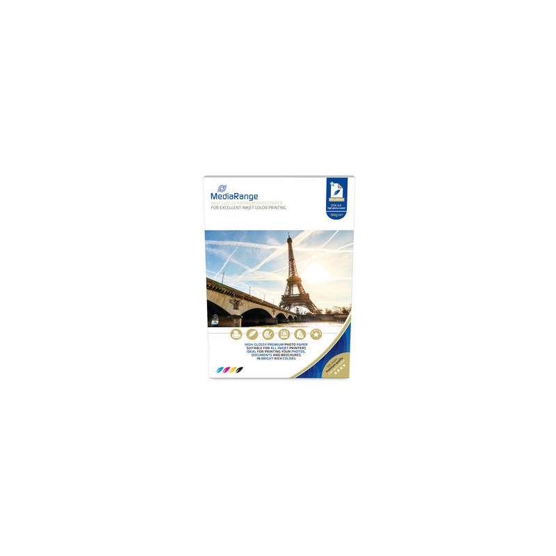 MediaRange Papier photo DIN A4 pour imprimantes jet d'encre, très brillant, 160g, 100 feuilles