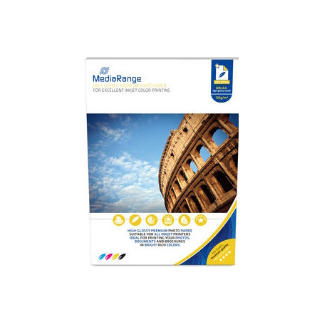 Papel fotográfico MediaRange A4 brilhante, 135 g | DVDi.fr