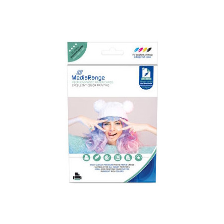 MediaRange Papel Tarjeta Foto Brillante 220 G/m2 Pack 50 uds 130x180mm