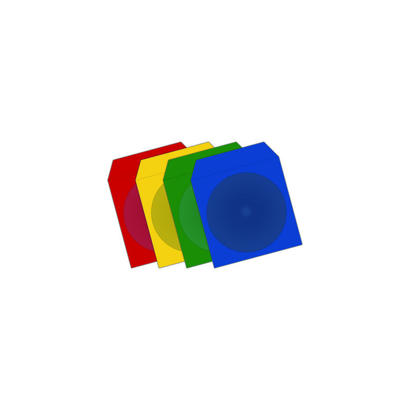 Pack 100 - bolsas CD papel c/aba e janela cores sortidas