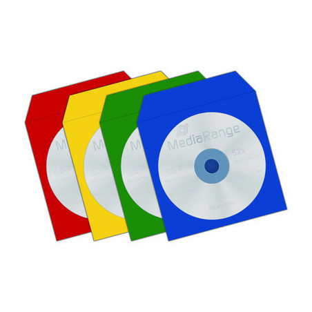 Pack 100 - bolsas CD papel c/aba e janela cores sortidas