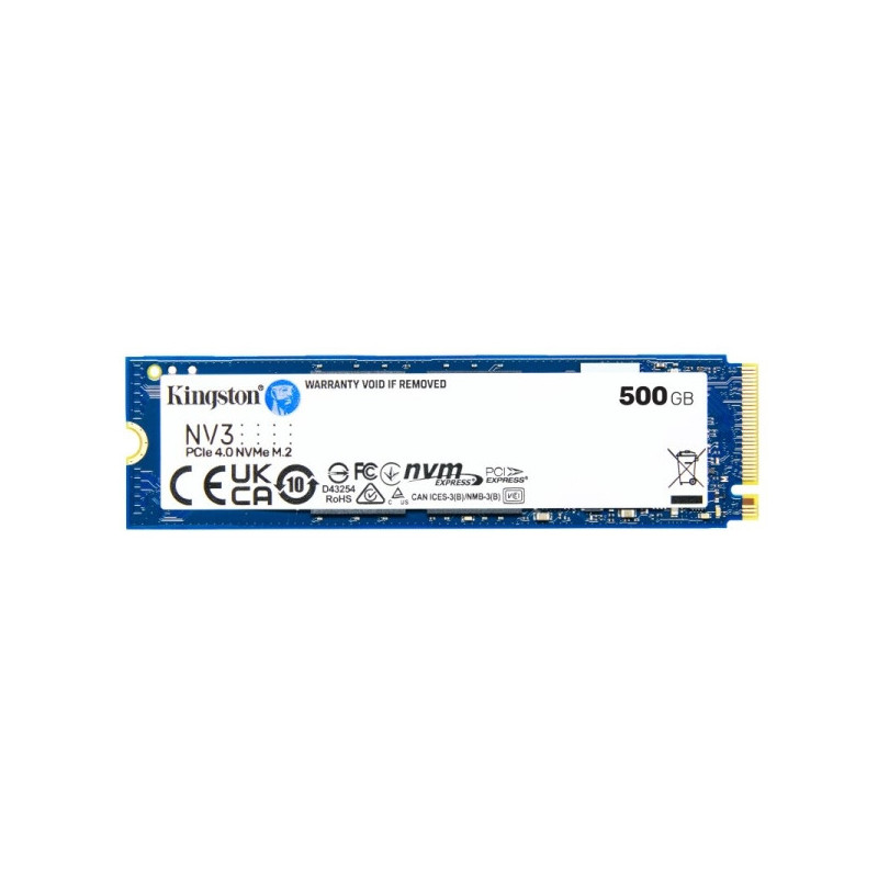 Disque SSD Kingston NV3 M2 2280 500 Go PCIe 4.0 NVMe 3D NAND Disque SSD Kingston NV3 M2 2280 500 Go PCIe 4.0 NVMe 3D NAND