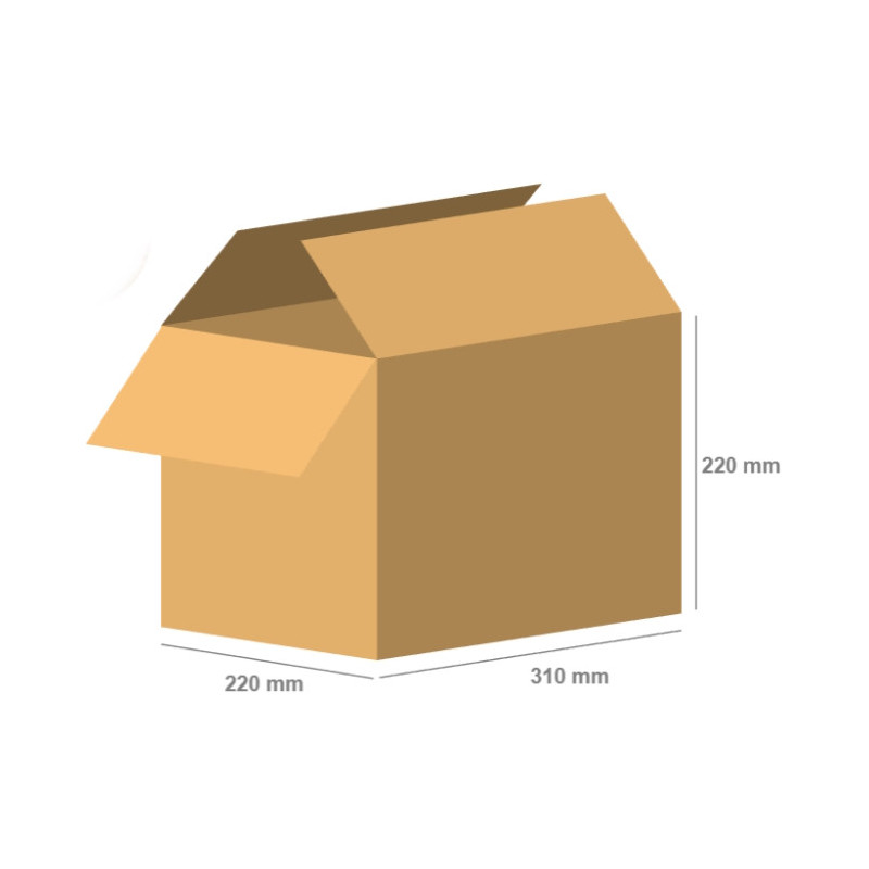 Pack 20 - Cardboard Boxes 310mm x 220mm x 220mm AMER NORMAL WITH TAB