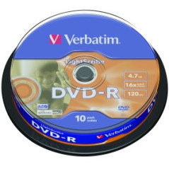Verbatim DVD-R 4,7 GB 16x – Cake 10 | DVDi.fr
