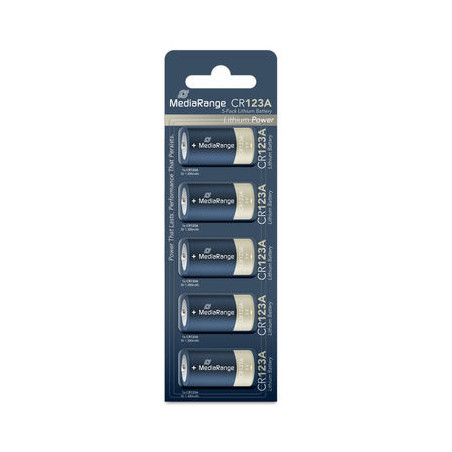 MediaRange Lithium-Batterien CR123A, 3 V – 5er-Pack
