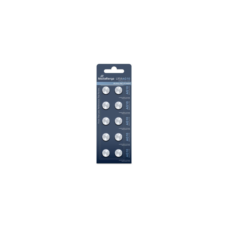 MediaRange Batterie a bottone alcaline AG10|LR54 1,5V, pack 10