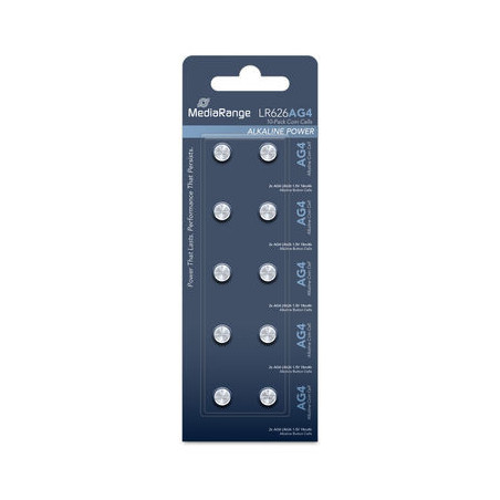 Pila de Boton Alcalina AG4|LR626|1.5V Pack 10 Unidades MEDIARANGE