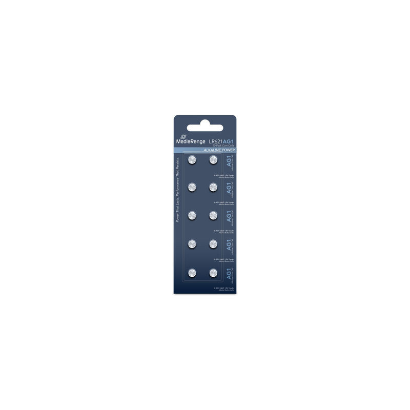 MediaRange Piles bouton alcalines AG1|LR621 1,5V, pack 10