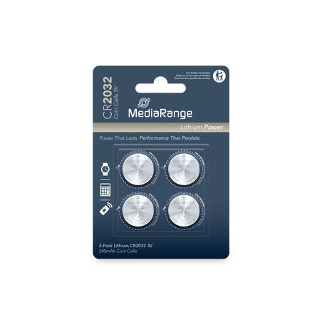CR2032 3V Pila de Boton de Litio MediaRange 4 uds