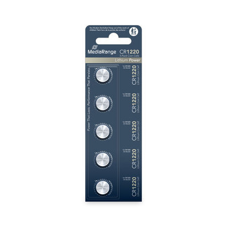 MediaRange Lithium-Knopfzellen CR1220, 3 V – 5er-Pack