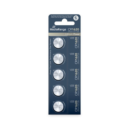 MediaRange Batterie a bottone al litio CR1620|3V, pack 5