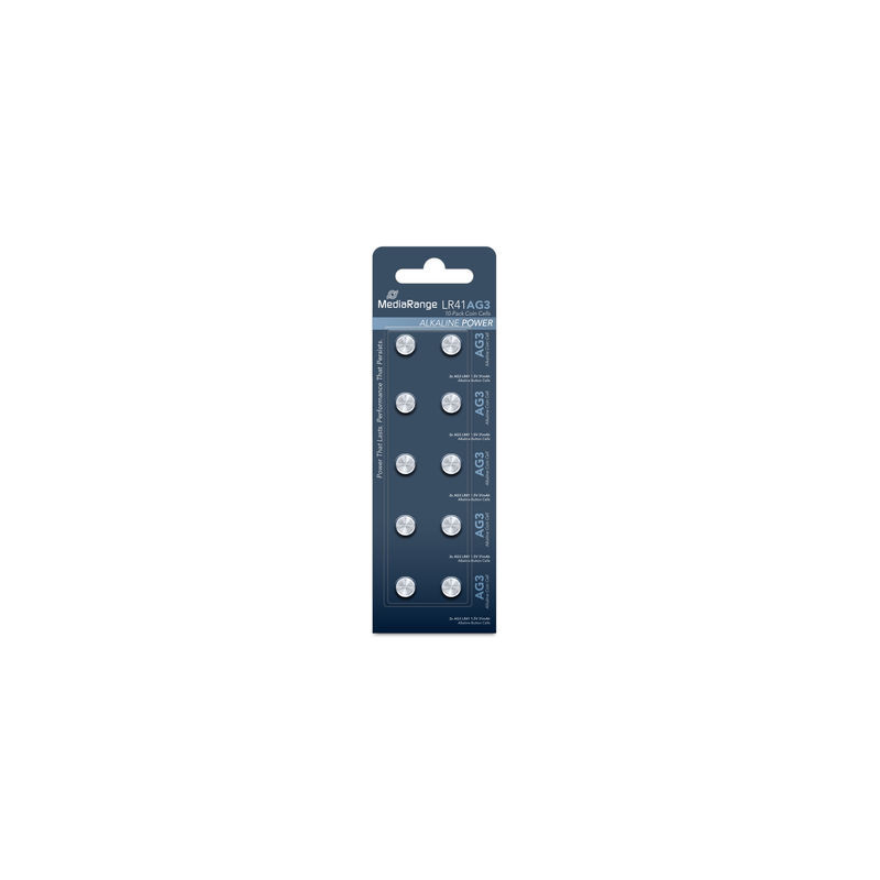 Piles bouton alcalines MediaRange AG3|LR41|1.5V, pack de 10