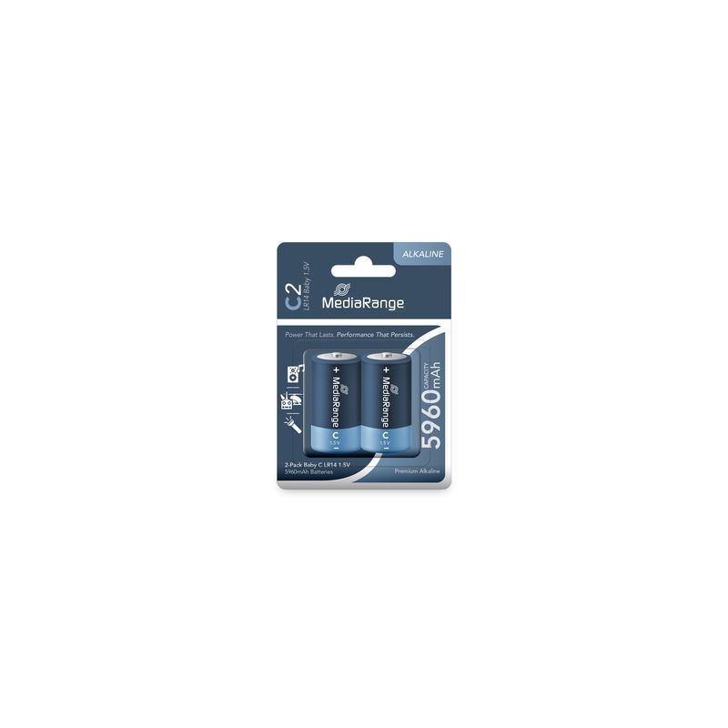 MediaRange Piles alcalines premium C|LR14|1,5V, pack 2