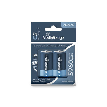 MediaRange Premium Pilhas Alkaline, Baby C|LR14|1.5V, Pack 2