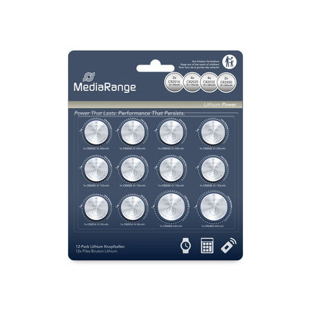 Pilhas botão de lítio, várias, CR2016|CR2025|CR2032|CR2450, pack 12