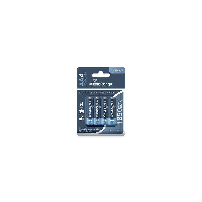 MediaRange Premium Alkaline Batteries, Mignon AA|LR6|1.5V, Pack 4 MediaRange Premium Alkaline Batteries, Mignon AA|LR6|1.5V, Pack 4