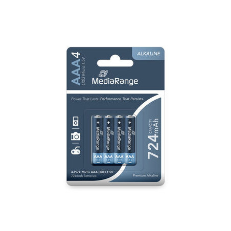 Pilas alcalinas MediaRange AAA (LR03), 1,5 V – pack de 4