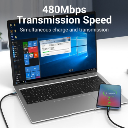 Cabo USB-C Macho a USB-C Macho - 1.5m 3A - PD60W