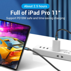 Cable USB-C Macho a USB-C Macho - 1.5m 3A - PD60W - Color Black