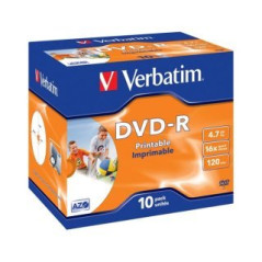 Verbatim DVD-R 4,7 GB 16x stampabile – custodia jewel 10 pz.
