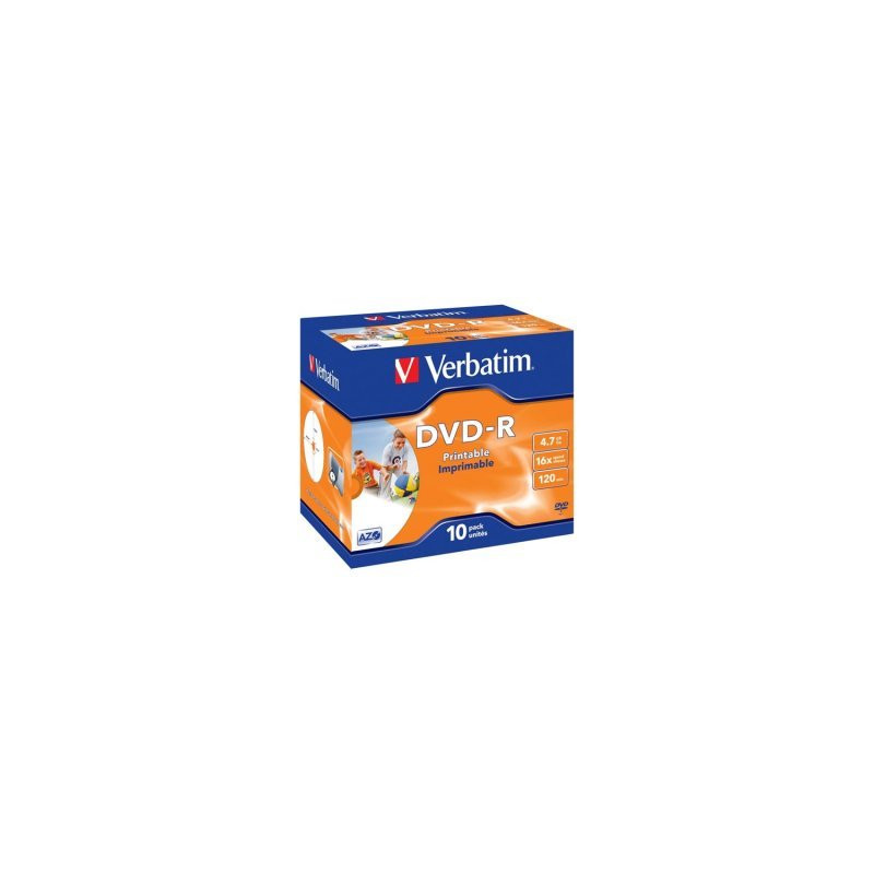 Verbatim DVD-R AZO 4,7GB 16X breite bedruckbare Oberfläche Jewelcase Pack 10