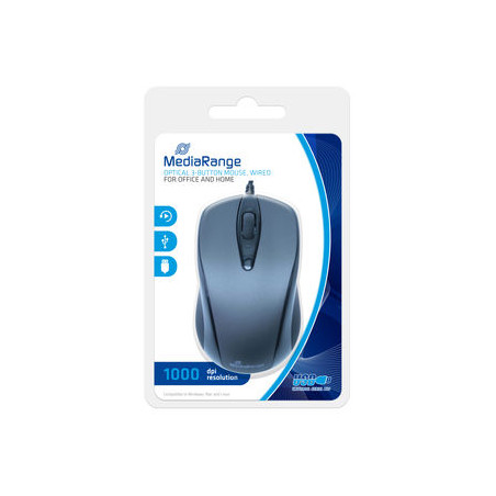 Ratón óptico MediaRange 3 botones con cable - USB