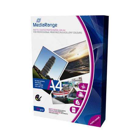 MediaRange A4 foto Papel para laser, matte-coated, 120g, 100 Uds