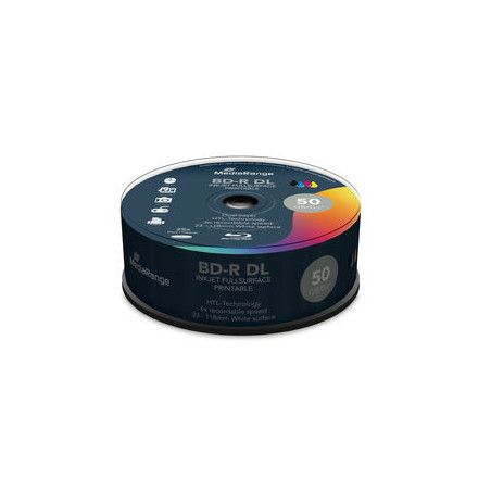 BD-R Dual Layer 50 GB, 6-fache Geschwindigkeit, vollflächiger Tintenstrahldruck möglich, Cake 25