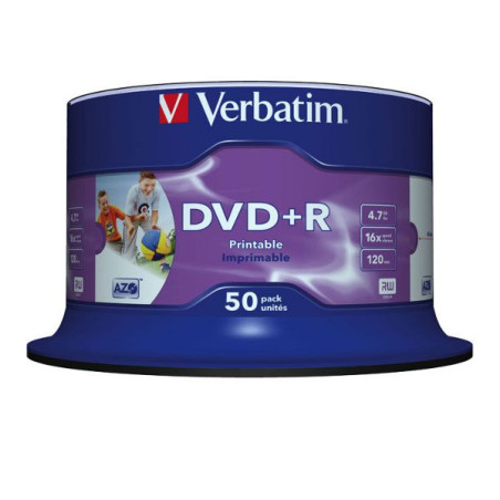 Verbatim DVD+R AZO 4.7GB 16X WIDE PRINTABLE SURFACE NON-ID  Cake 50